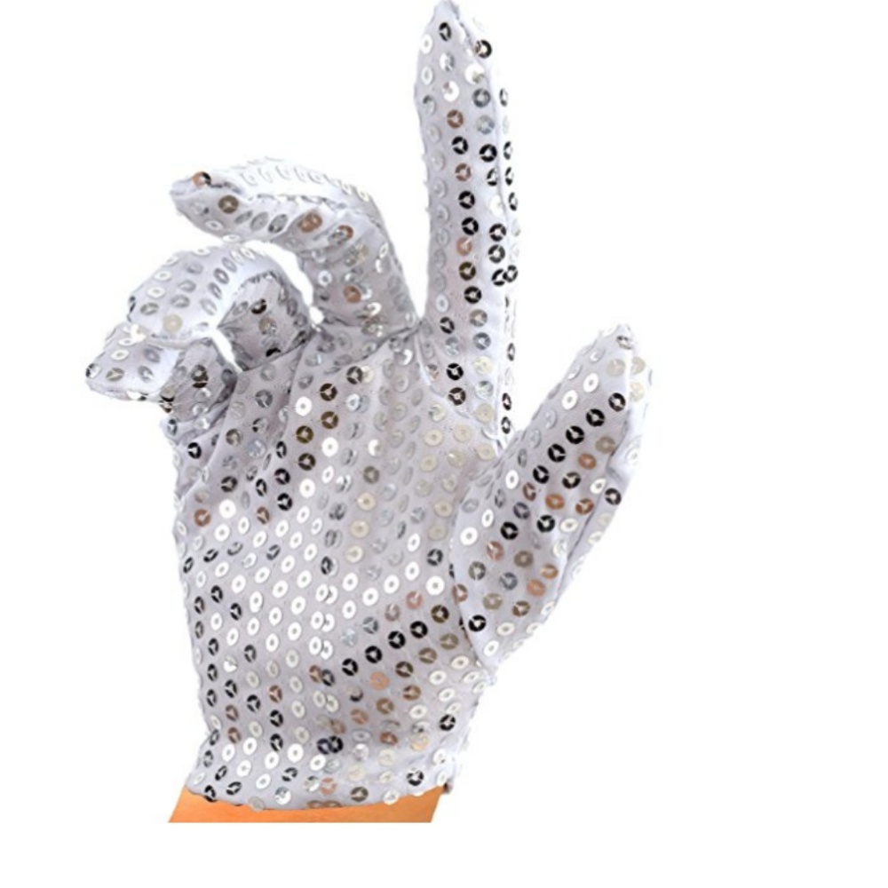 Halloween Pop Star Glove Silver Sequin